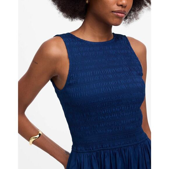 Madewell Womens Melody Scoopback Smocked Midi Dress NV423 Blue Moon Size XS NWT - Picture 4 of 6
